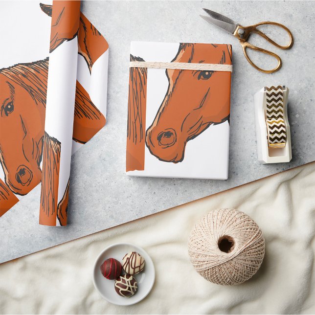 Papel De Regalo Cabeza de caballo Marrón Granja Animal (Subido por el creador)