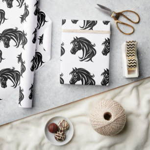 Papel De Regalo Cabeza de caballo negro magnífico