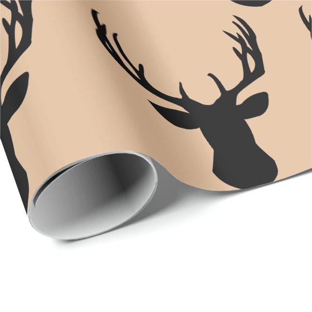 Papel de regalo - Cabeza de ciervo beige (Esquina del rollo)