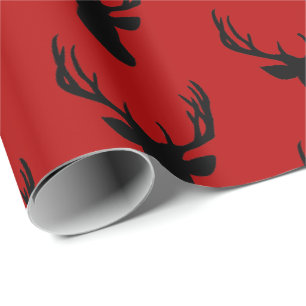 Papel de Regalo - Cabeza de Ciervo con Astas Rojo 