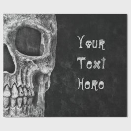 Papel De Regalo Cabeza De Cráneo Gótica Personalizado Blanco Y Neg