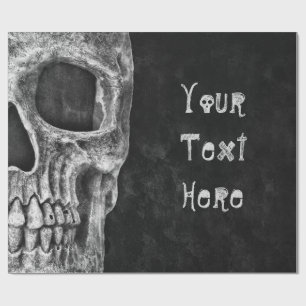 Papel De Regalo Cabeza De Cráneo Gótica Personalizado Blanco Y Neg