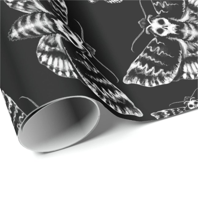 Papel De Regalo Cabeza de Halcón Moth Skull Gótico de Muertes de C (Esquina del rollo)