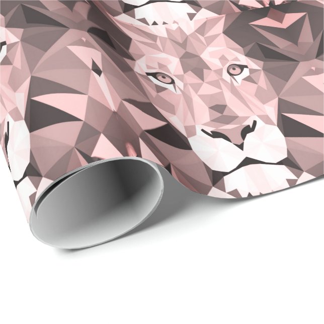 Papel De Regalo Cabeza de León Geométrica Regal Rosa (Esquina del rollo)