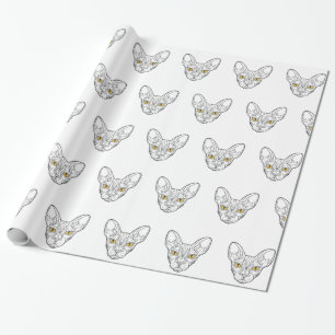 Papel De Regalo Cabeza de línea gato egipcio - Elija color de fond