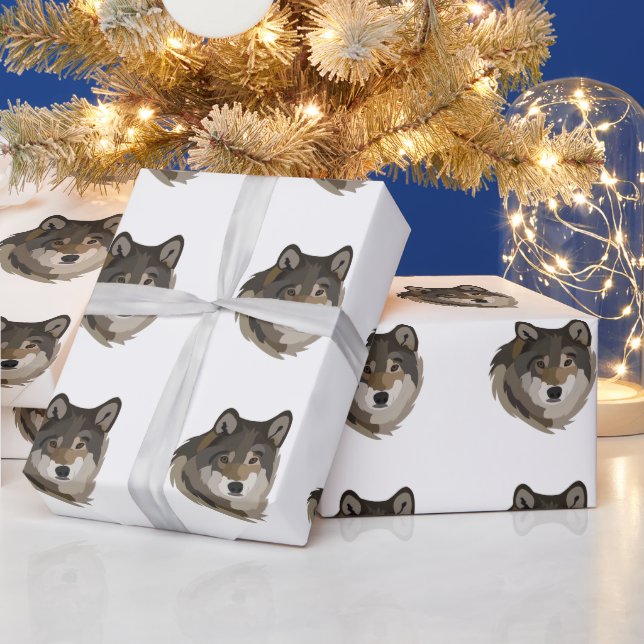 Papel De Regalo Cabeza de lobo Animal Gray Wilf Wolf (Vacaciones)