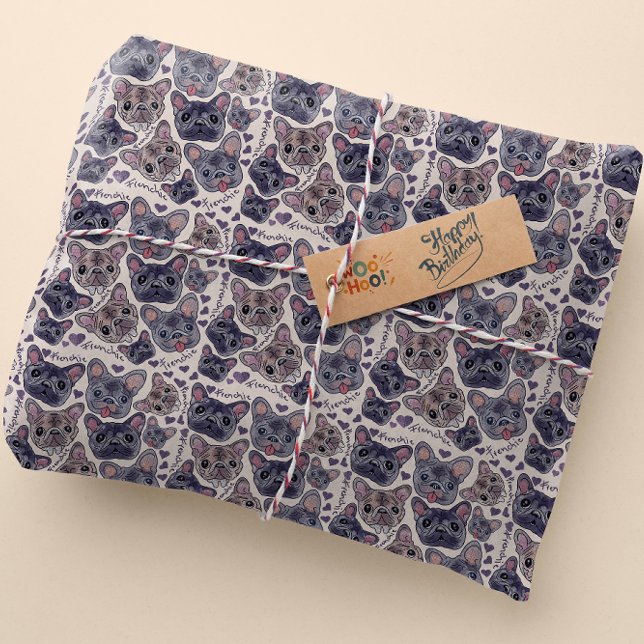 Papel De Regalo Cabeza de Personalizado de mano de Bulldog francés (Subido por el creador)