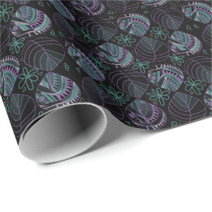 Papel De Regalo Cabeza de pescado deja nuevo negro malva Verde azu