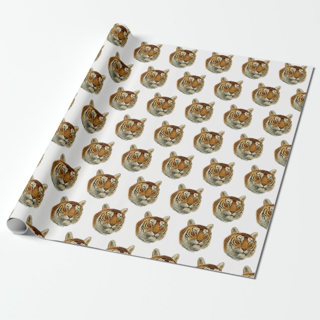 Papel De Regalo Cabeza de tigre de época (Desenrollado)