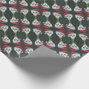 PAPEL DE REGALO CABEZA MUERTA SANTA SKULL, NAVIDADES SKELETON HUMO