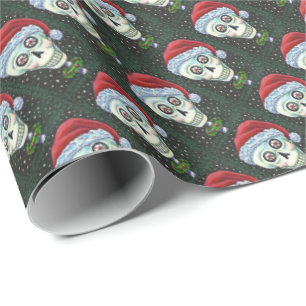 PAPEL DE REGALO CABEZA MUERTA SANTA SKULL, NAVIDADES SKELETON HUMO