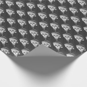 PAPEL DE REGALO CABEZA MUERTA SANTA SKULL, NAVIDADES SKELETON HUMO