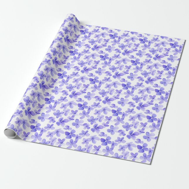 Papel De Regalo Cabezas de Flores Purpúreas (Desenrollado)