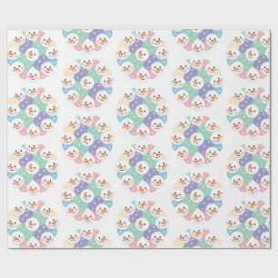 Papel De Regalo Cabezas de muñeco de nieve pastel adorables sin co