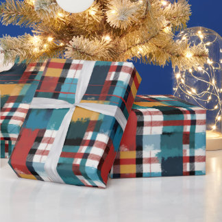 Papel De Regalo Cabina de invierno en rojo y blanco Verde azulado