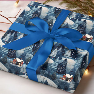 Papel De Regalo Cabina de invierno navidades en bosque
