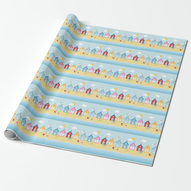 Papel De Regalo Cabinas de playa (Desenrollado)