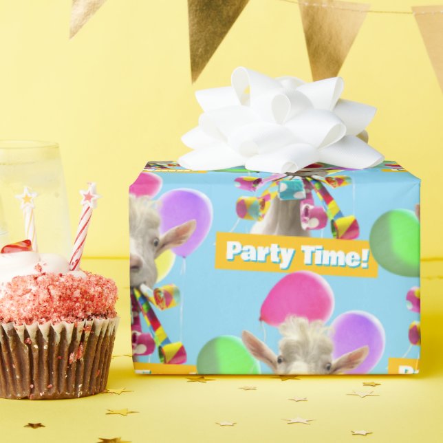 Papel De Regalo Cabra con Sopladores de Fiesta (Fiesta de cumpleaños )