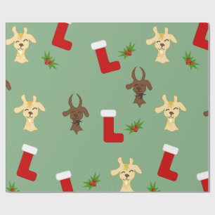 Papel De Regalo Cabras de Navidad con calcetines y muérdago Divert