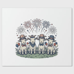 Papel De Regalo Cabras Patrióticas Fuegos Artificiales Diseño de C