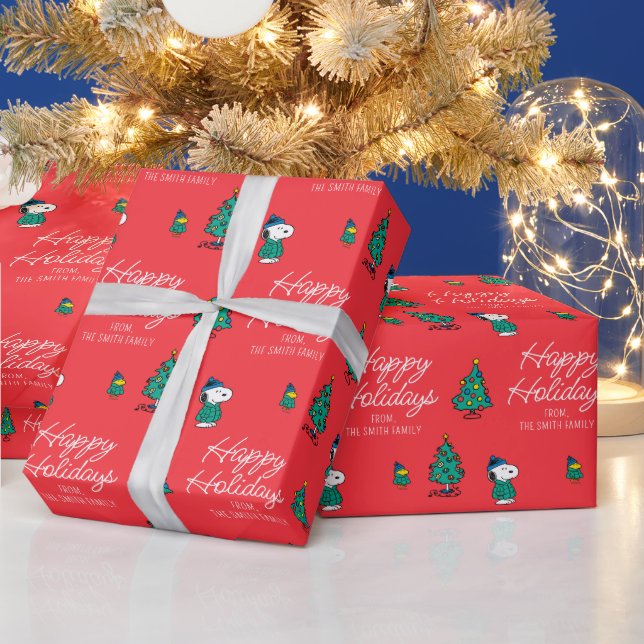 Papel De Regalo Cacahuetes | Patrón de Navidades rojos Snoopy y Wo (Vacaciones)