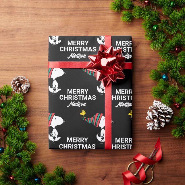 Papel De Regalo Cacahuetes | Snoopy & Woodstock | Añadir su nombre (Regalo de vacaciones)