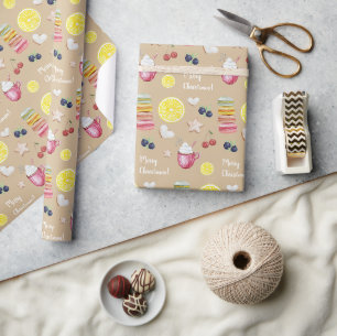 Papel De Regalo Cacao Caliente De Navidad Y Buenos Deseos
