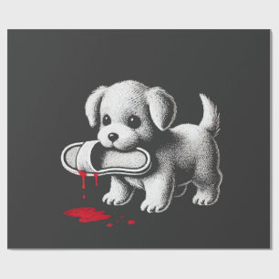 Papel De Regalo Cachorro Adorable con Camisa de Zapatilla Humor Os