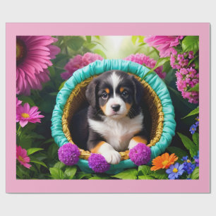 Papel De Regalo Cachorro Adorable en una Cesta