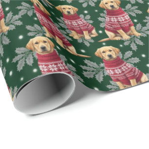 Papel De Regalo Cachorro clásico de Labrador Retriever amarillo en