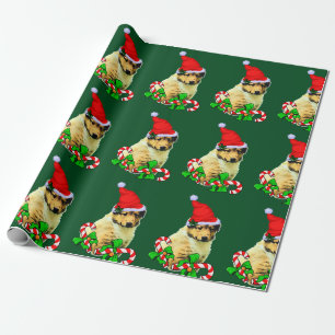 Papel De Regalo Cachorro Collie Sombrero Santa Navidad