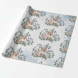Papel De Regalo Cachorro de Acuarela Adorable 