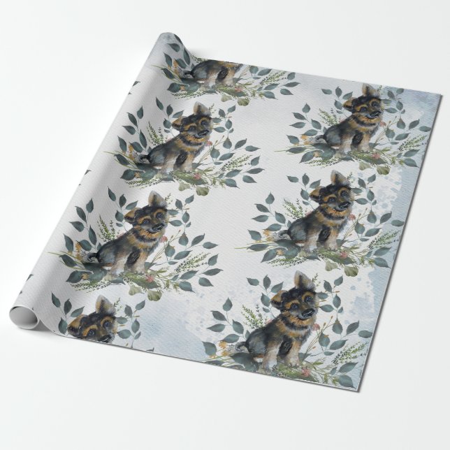 Papel De Regalo Cachorro de acuarela lindo  (Desenrollado)