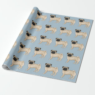 Papel De Regalo Cachorro De Dibujos Animados Pug Ciervo Diseño De 
