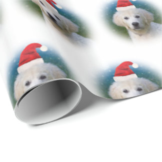 Papel De Regalo Cachorro de oro con Santa Hat