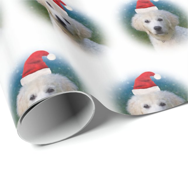 Papel De Regalo Cachorro de oro con Santa Hat (Esquina del rollo)