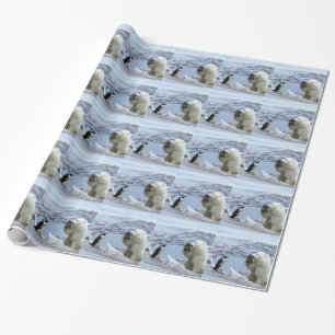 Papel De Regalo Cachorro de oso polar lindo y pingüino