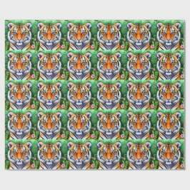 Papel De Regalo Cachorro de tigre botánico audaz