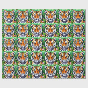 Papel De Regalo Cachorro de tigre botánico audaz