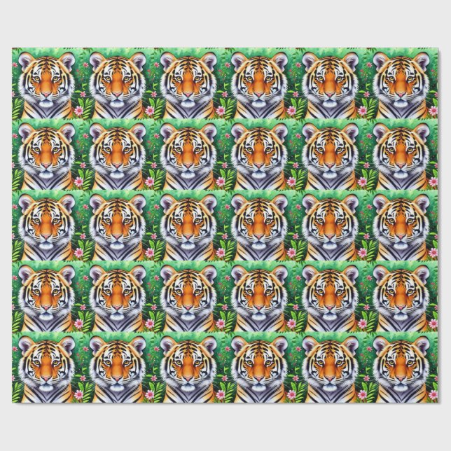 Papel De Regalo Cachorro de tigre botánico audaz (Superficie plana)