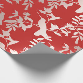 Papel De Regalo Cachorro floral rosado de rubí rojo metálico
