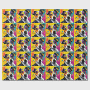 Papel De Regalo Cachorro Lindo Perro Divertido Arte Mixto Mascota