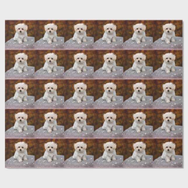 Papel De Regalo Cachorro maltés, qué lindo. (Superficie plana)