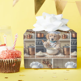 Papel De Regalo Cachorro Retriever Dorado Chef Horneando