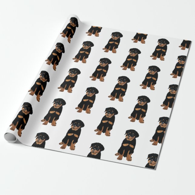 Papel De Regalo Cachorro Rottweiler (Desenrollado)
