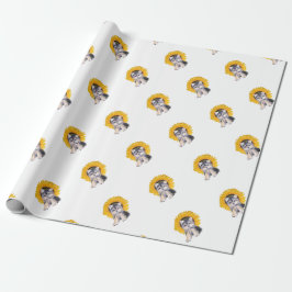 Papel De Regalo Cachorro Yorkshire adorable y arte de girasol