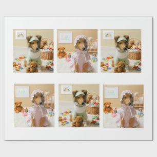 Papel De Regalo Cachorros Adorables con Ropa de Bebé Unisex
