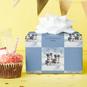 Papel De Regalo Cachorros adorables de Border Collie en Navidad de