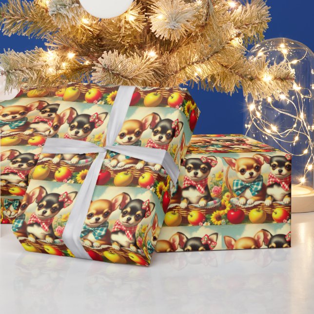 Papel De Regalo Cachorros de Chihuahua (Vacaciones)