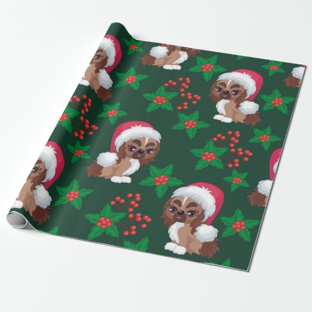 Papel De Regalo Cachorros en Santa Hat (Desenrollado)